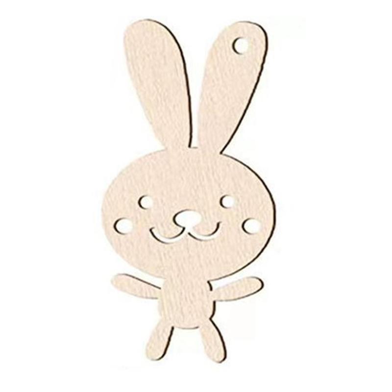 M-Modern-70PCS Unfinished Blank Wood Cutout Wooden Easter Bunny Shaped Wooden Easter DIY Wooden Craft For Easter Spring D