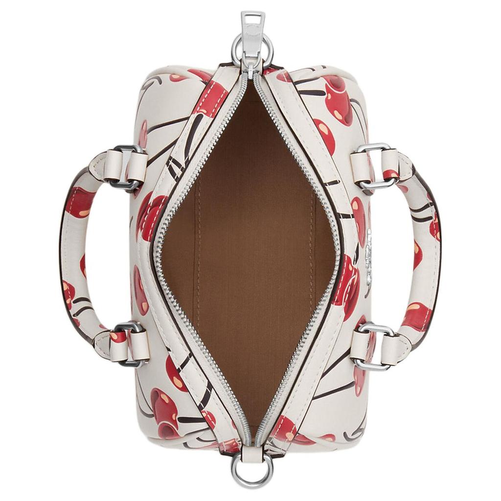 Coach Cherry Pattern Printed Zipper Closure Leather Shoulder Crossbody Handbag Small Women Handbags White Red CY745-SVCAH