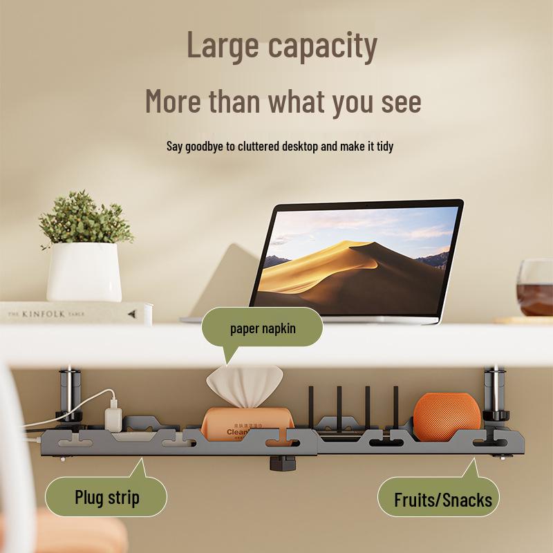 Retractable No-Drill Cable Organizer & Under-Desk Wire Management Rack