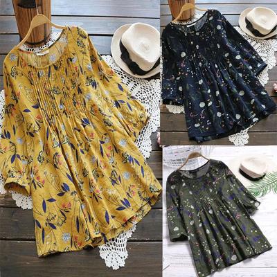 Women's Summer Plus Size Loose Mid-length Shirt Temperament Round Neck Elegant Comfortable Cozy Tops
