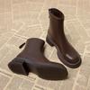 Herbst Winter Damen Stiefeletten Lässig Reißverschlüsse hinten Niedrige Absätze Schuhe Damen Vintage Kurze Stiefeletten