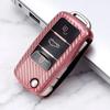 Carbon Fiber Car Key Case Full Cover Protection Shell Bag For Vw Volkswagen Polo Tiguan Passat Golf Jetta Lavida Skoda Octavia