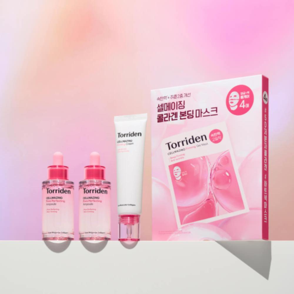 

Torriden Cellmazing Collagen Set – 2× Pore-Firming Ampoule 30ml + Firming Cream 60ml + Gel Mask 4 Sheets