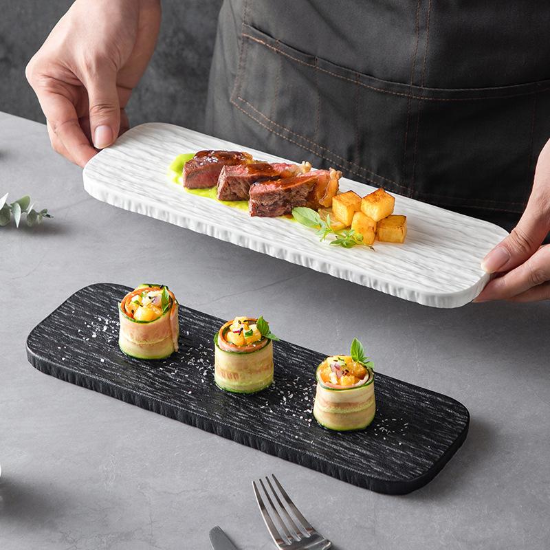 Vassoi Lunghi per Sushi in Melamina Riutilizzabili Superficie Testurizzata Resistenti alla Rottura Per Ristoranti Giapponesi Feste Sushi a Casa