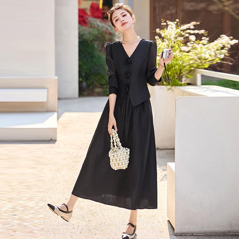 Stylish Spring/Summer 2025 Suit: Trendy Coat & Midi Skirt Set YB8865