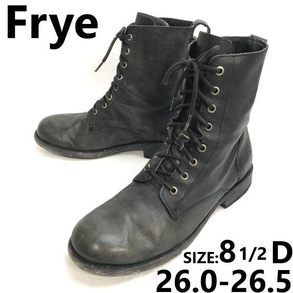 

Frye Leather 8-Hole Work Boots Black Size 8.5 26.5cm Made in Mexico