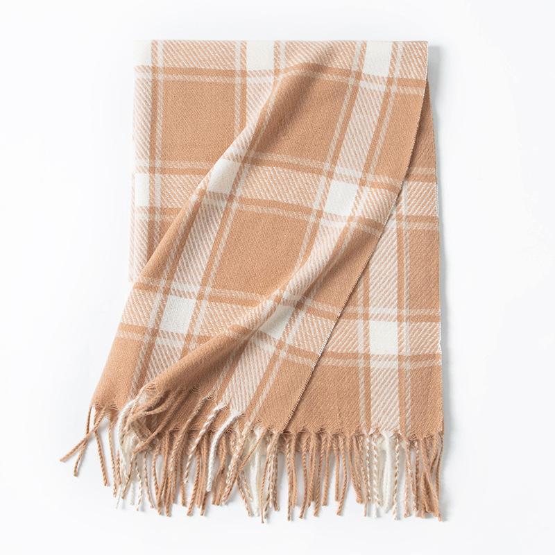 Scarf Female winter student new plaid imitation cashmere warm fringed shawl atmosphere scarf couple