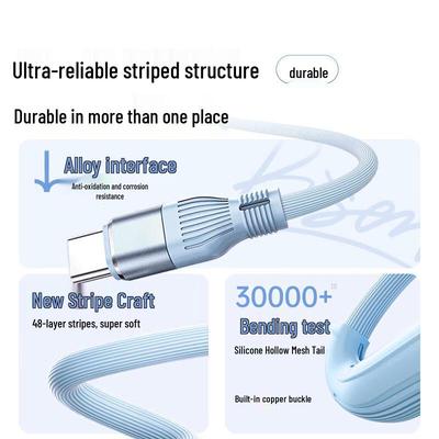 240W Silicone Type-C Super Flash Charge 10A Cable for Huawei, Vivo, Oppo, Honor