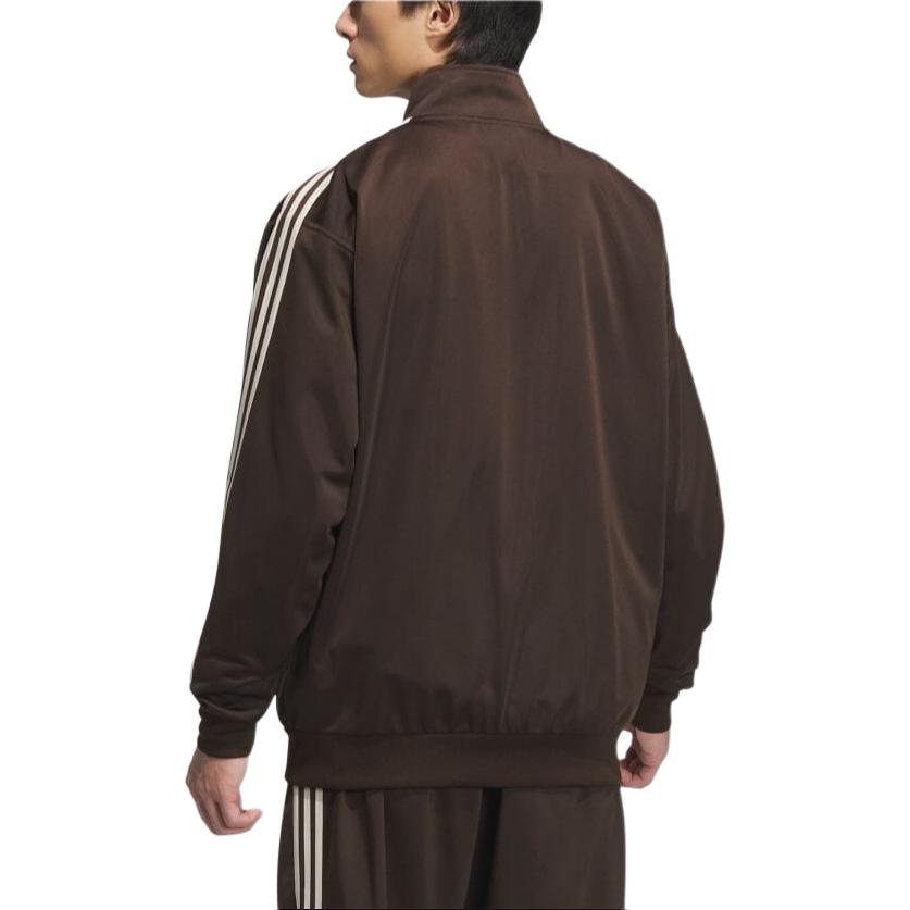 adidas Originals Beckenbauer AW24 Unitefit Padrão com Logo Casual ao Ar Livre Esportes Zíper Gola Alta Jaqueta Jaqueta Unissex Marrom-Escuro Branco-Iridescente JD5267