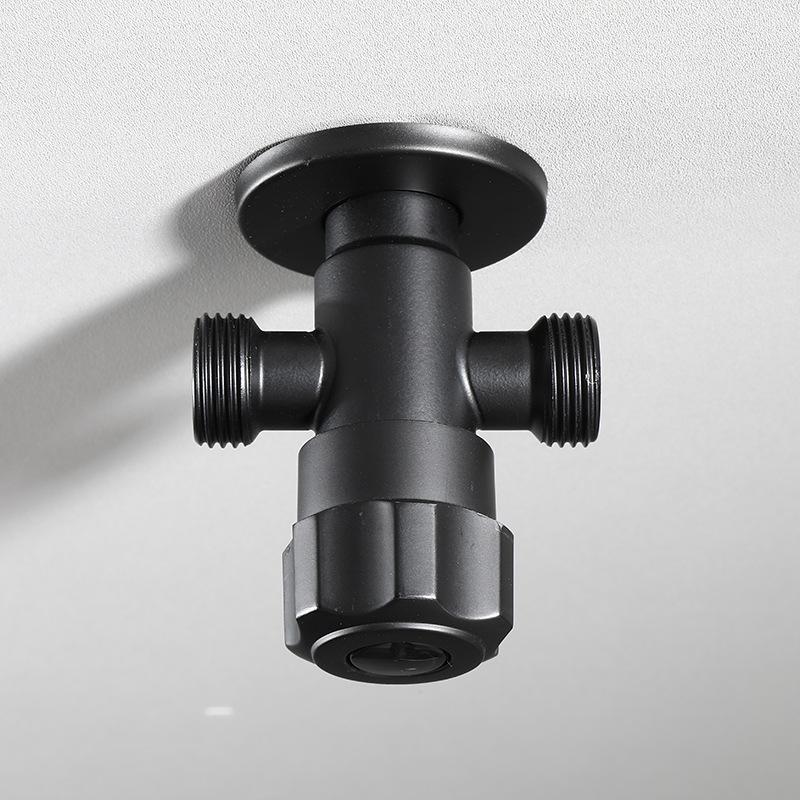 304 Edelstahl Schwarz 3-Wege T-Ventile Badzubehör Wasserumsteller Wandmontiertes Duschventil Befestigungswinkel Eckventil