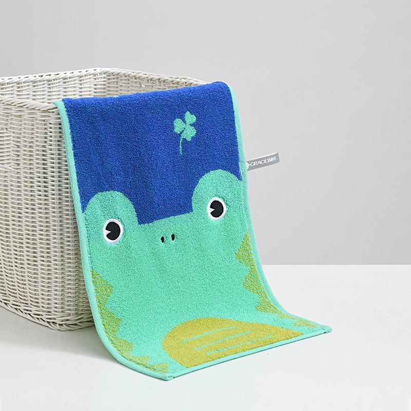Jieliya Kids' Pure Cotton Cartoon Towel - Awakening Forest Design, Hanging Type, 241324