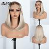 Perruque NOBLE 18 Pouces 6x4 Lace Front Ombré Blond Cendré Bob Résistante à la Chaleur Sans Colle Synthétique pour Femmes Noires et Blanches Usage Quotidien