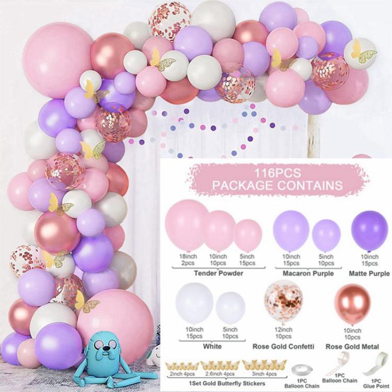 Purple Macron Balloon Garland Arch Kit Wedding Birthday Party Decoration Girl Confetti Latex Balloons Birthday Baby Shower