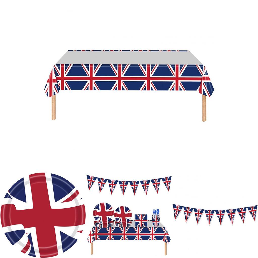 Britische Flagge Partyzubehör Set Gedenken Sie dem Platinjubiläum 2022 mit diesem wertvollen, multifunktionalen Set!