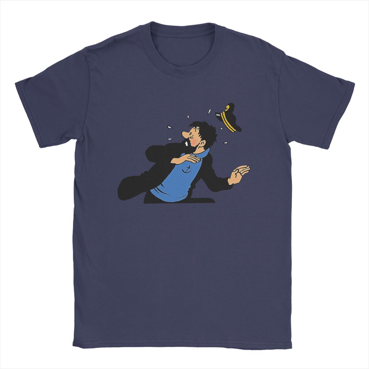 BenberFashion Kapitein Haddock T-shirt Heren Katoen Unieke T-shirts Ronde Hals Cartoon T-shirt Korte Mouw Tops Cadeau-idee 3XL