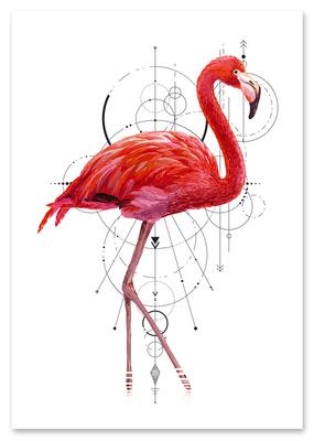 Poster Pink Flamingo Geometry