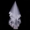 European & American 1.5m Lace Edge Bridal Veil with Extended Train, Floor-Length Wedding Veil.