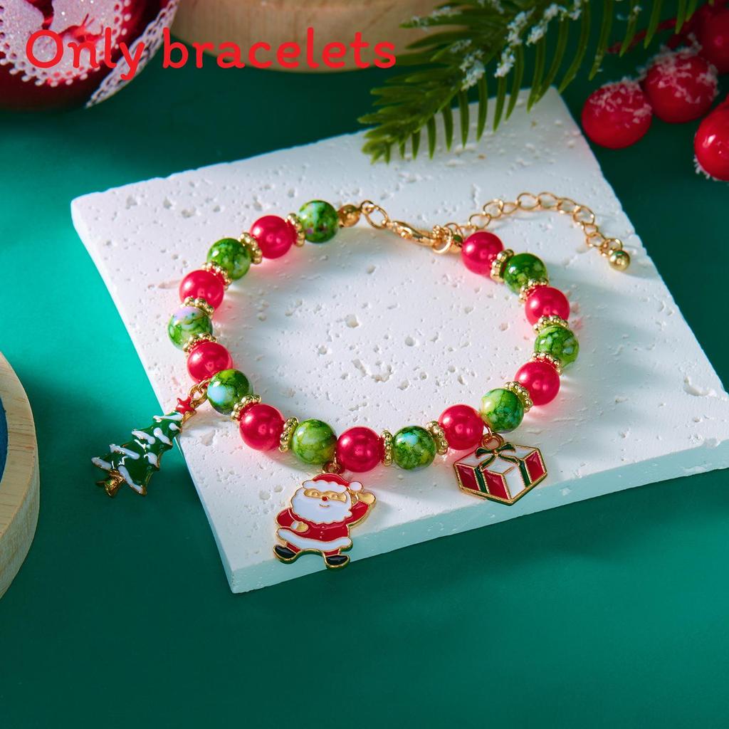 Christmas Themed Beaded Bracelets For Women With Santa And Snowflake Charms Summer