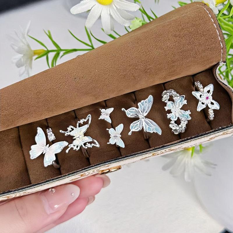 Small Fresh Exquisite Niche High-End Enamel Butterfly Zir*****Pen Ring Women'S Light Luxury Temperament Fashion Index Finger Ring