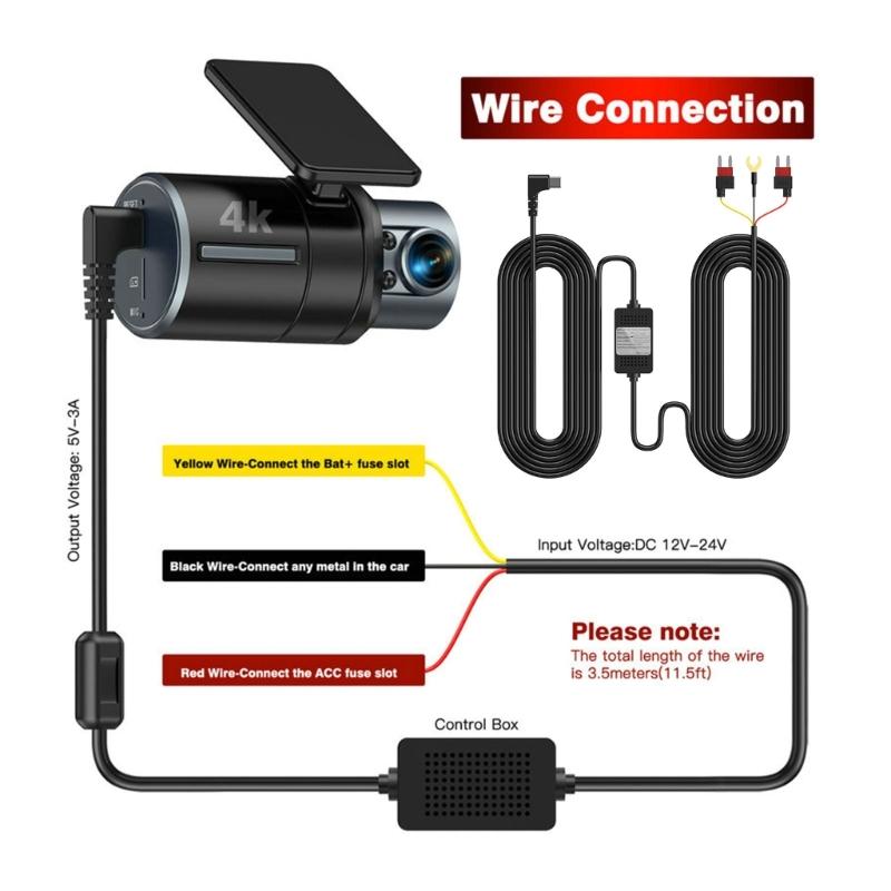DashCam Hardwire Kit USB C Hard Wire Kit USB C Power Port for 24Hour Parking Monitoring Safe and Stable Power Supply