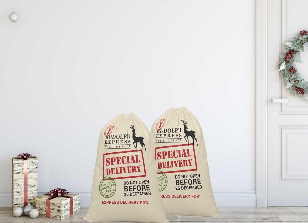 Printtoo 2 Pcs Santa Gift Sack for Kids Xmas Bag Christmas Sack Personalized Bags Large 27x20 Inch