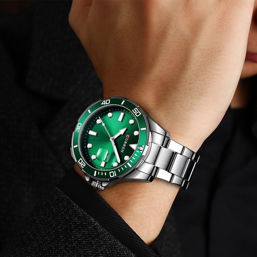 CURREN New Fashion Business Mens Wristwatches Green Clock Male Quartz Stainless Steel Watches Reloj Hombre Herrenuhr
