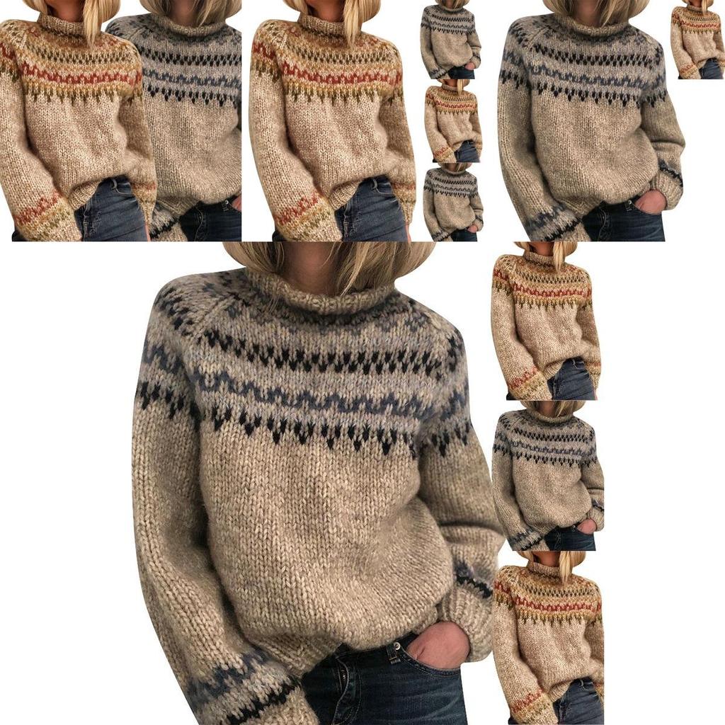 Cozy Women's Knitted Pullover Overwear Featuring Fashionable Stripe Pattern For Winter