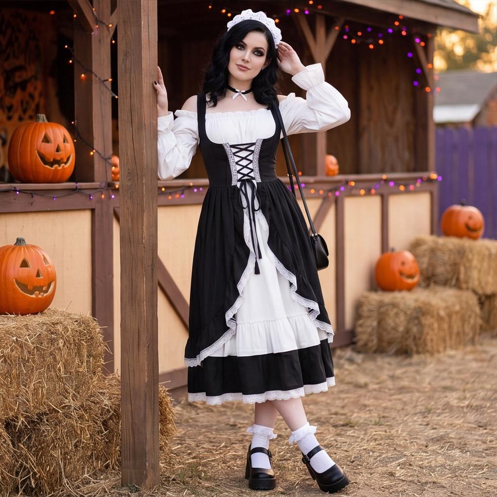 Medieval Renaissance Vintage Style Court Dress Corset Waist Layered Skirt Long Sleeve Costume for Women Historical Performance Outfit