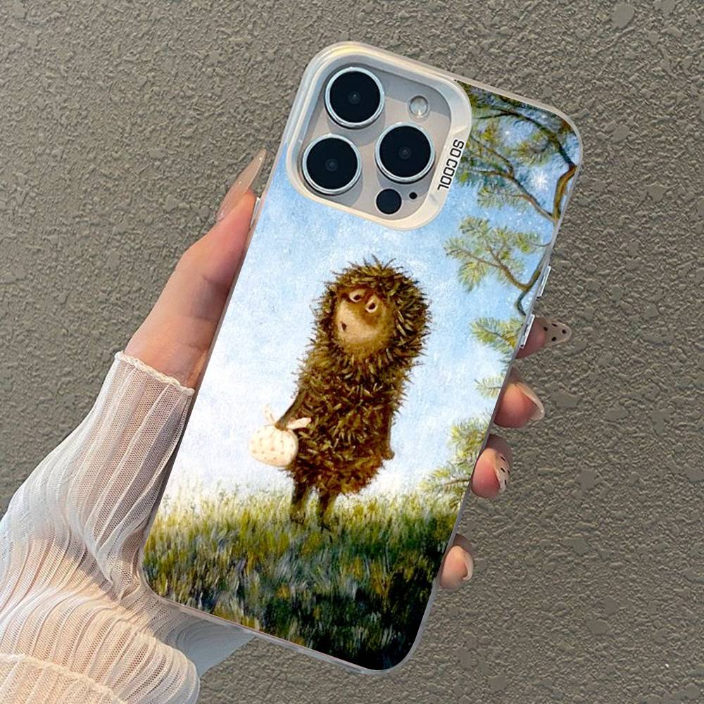 Bright Hedgehog In The Fog Silver Plated Inside Phone Case For iPhone 17 16 15 14 11 12 13 Pro Max Plus X XR XS Max Colored