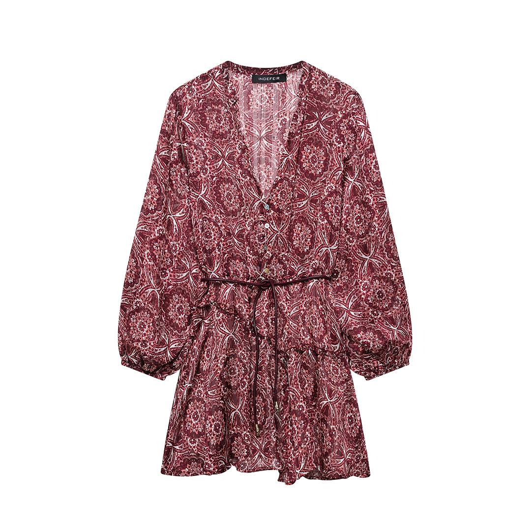 

2025 Spring Women s European & American Style Printed Mini Dress Small