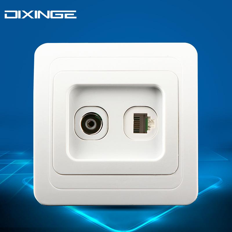 European Style Dual Socket: Two-Gang Telephone & Computer ABS Wall Panel