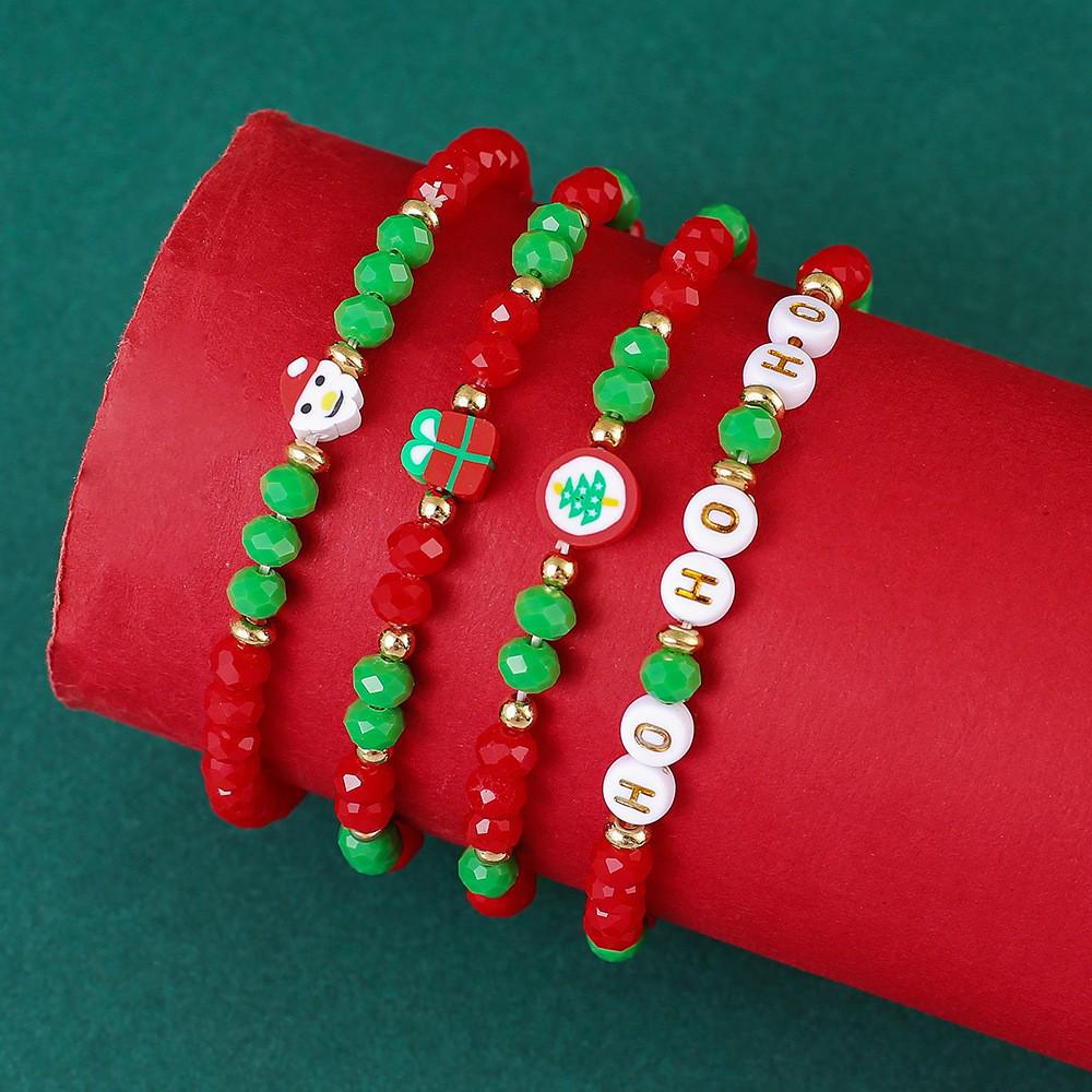 

Cross-Border Christmas Jewelry: Polymer Clay & Imitation Pearl Beaded Bracelet Set with Santa & Reindeer Pendants