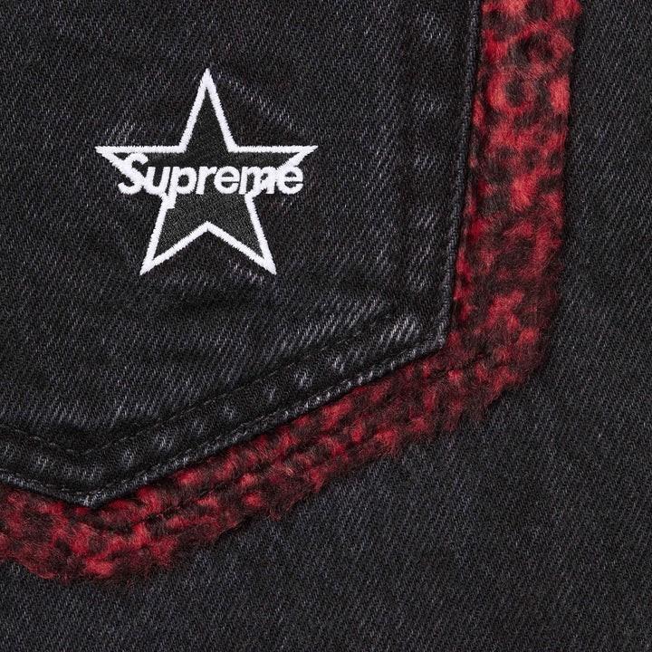 Supreme Leopard Faux Fur Loose Fit Jean Washed Black