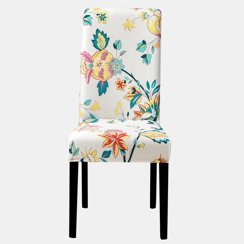 Printed Chair Cover Elastic Kitchen Seat Cover Stretch Spandex Chair Covers for Dining Room Wedding Hotel Banquet Washable 1pc