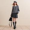 Sancai Women's Pleated A-Line Mini Skirt