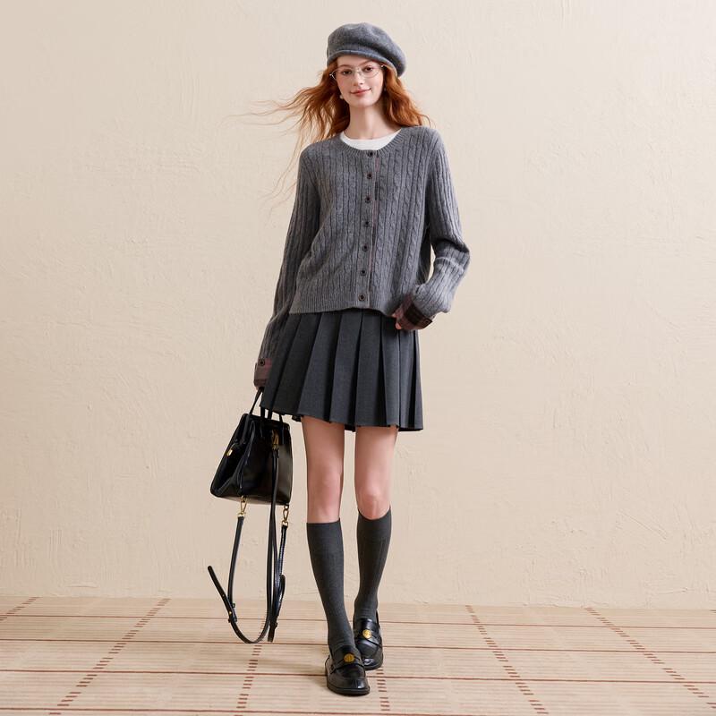 Sancai Women's Pleated A-Line Mini Skirt