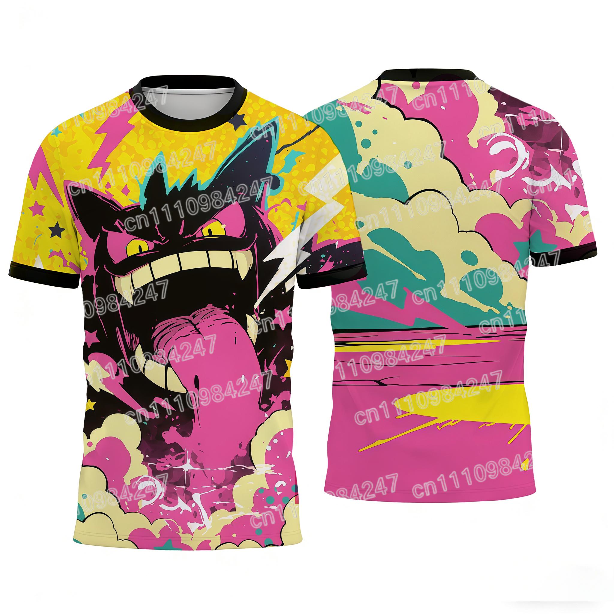 2026 New Gengar Pokemon Family Matching T-Shirts Casual Short Sleeve Tees Unisex Couple Tops Summer Streetwear for Boys Girls S
