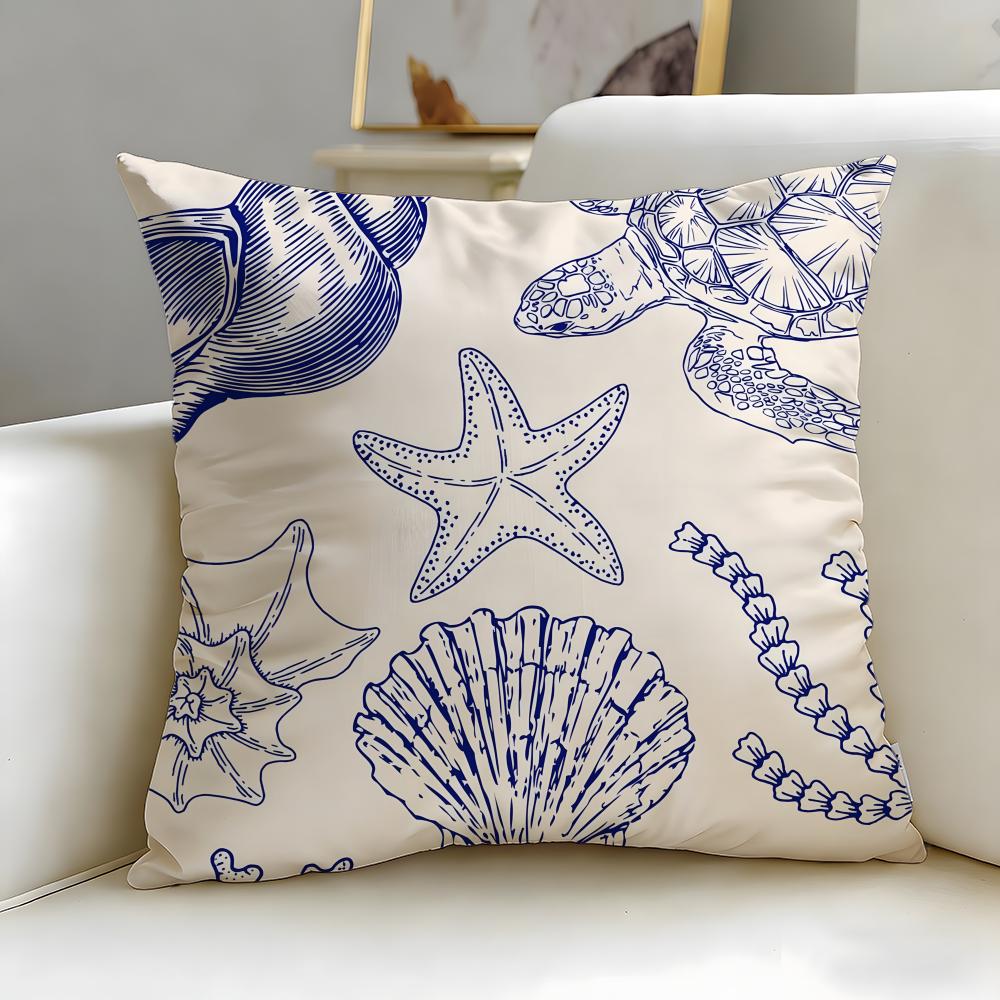 Classic Theme Marine Animals Cushion Cover Soft  EasyWash Pillow Case  Versatile for Couch Bed Travel and Office