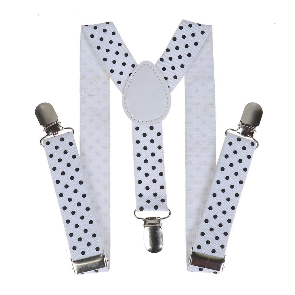 Kids Polka Dot Suspenders 3 Clips Y Back Elastic Adjustable Braces