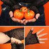 1 Pair of Cosplay Stretchy Spider Web Gothic Mittens Women Long Gloves Arm Sleeves Halloween Gloves