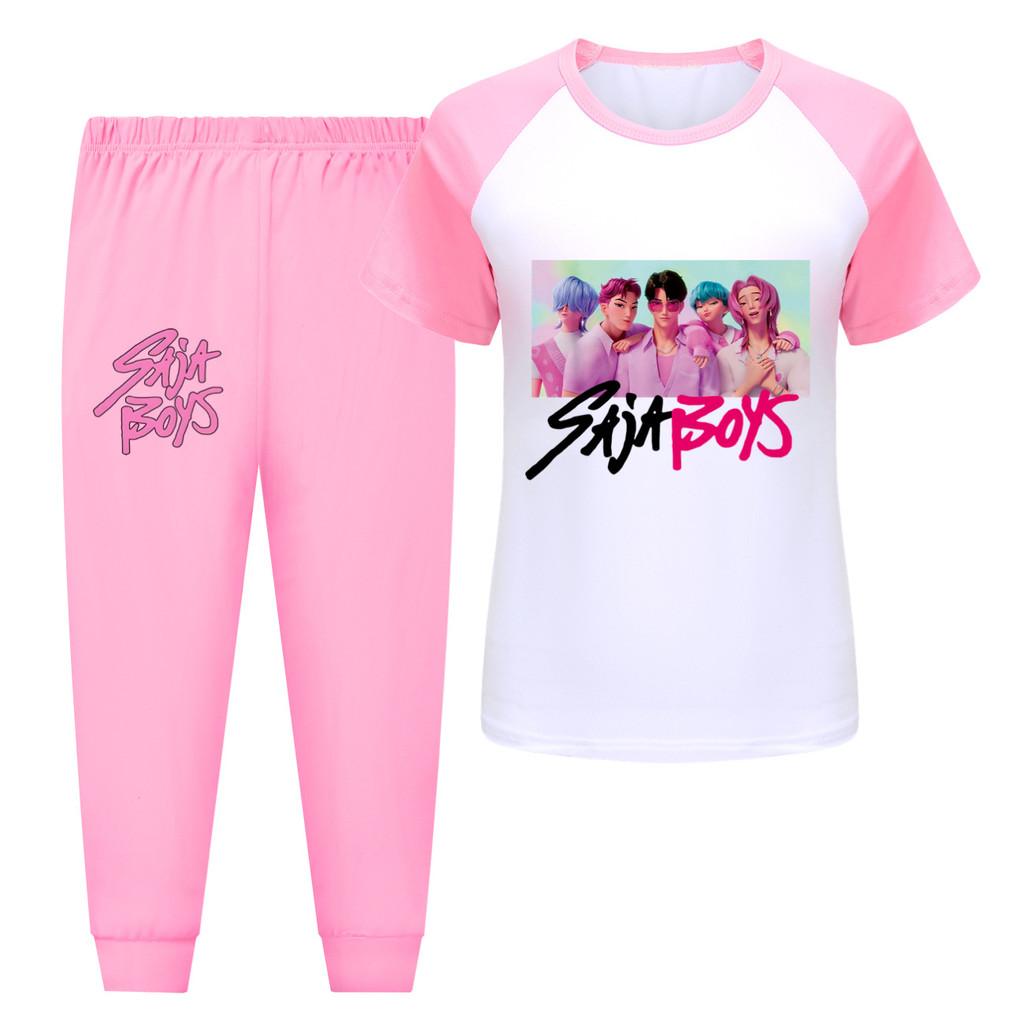 

5028 Детский комплект для девочек Rumi Zoey Mira с принтом охотников, футболка, брюки 170cm розовый