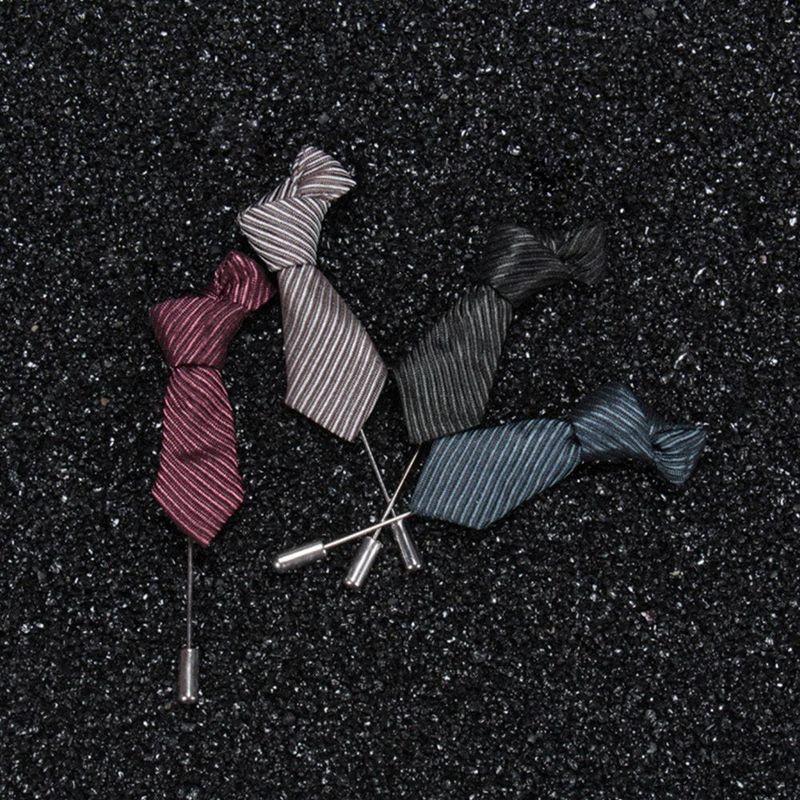 1 Pcs Men Stripped Tie Shape Brooch for Suit Decor Fashion Wedding Groomsman Brooches
