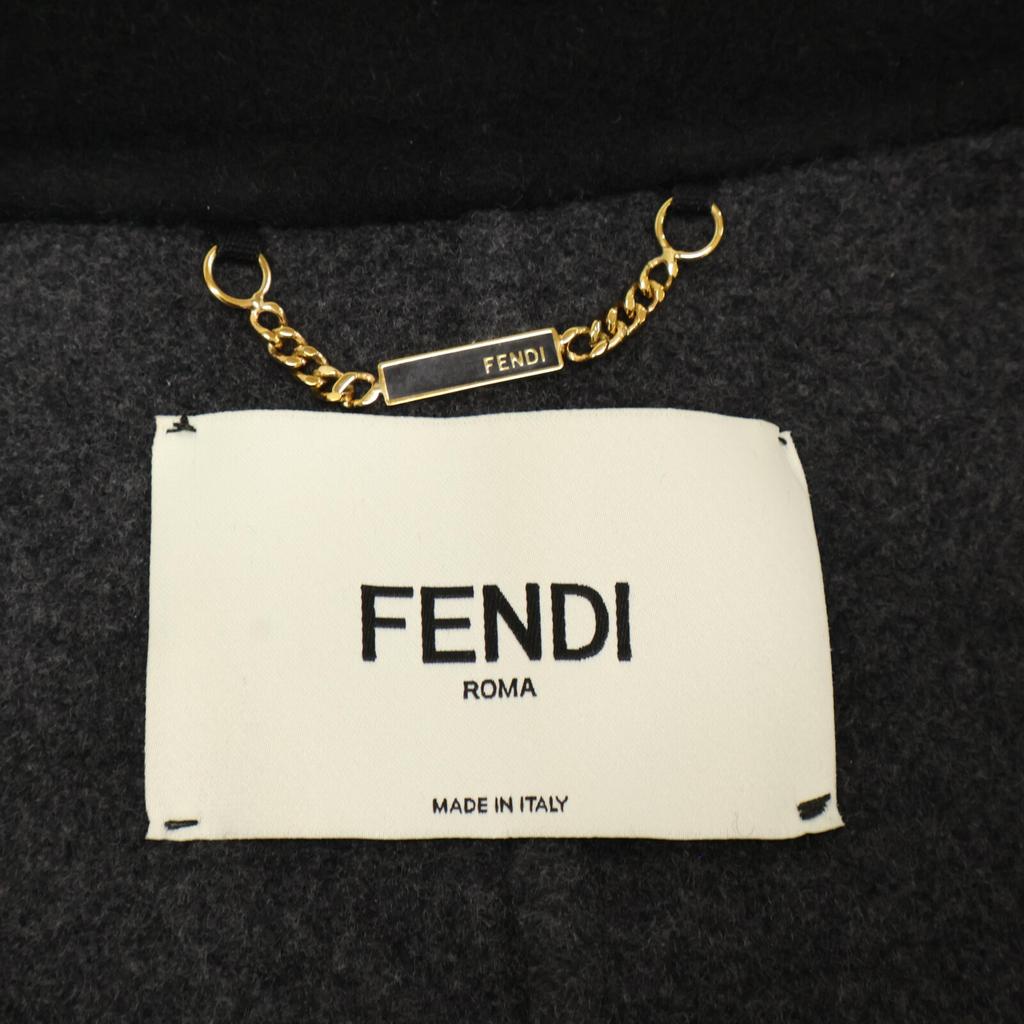 FENDI Beautiful item, genuine domestic double-face cashmere 100 with fur coat 38 Black / charcoal grayUsed