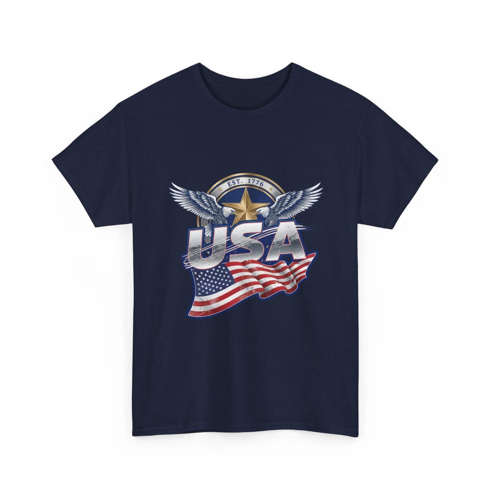 USA T-Shirt Patriotic American Flag | American Eagle Design, Proud Nation Cotton S