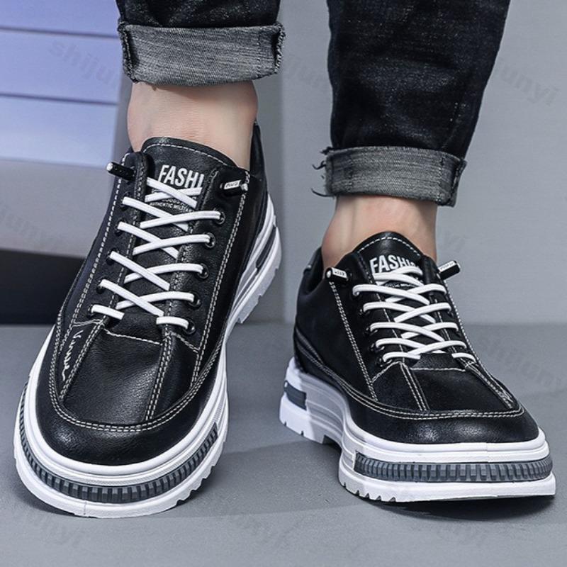 Fashion Autumn Men Pu Leather Casual Shoes 2025 Soft Leisure Men Sneaker Comfort Low-top Non-slip Sneakers Footwear Zapatillas De Hombre