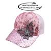 Fashion Mesh Women's Baseball Cap Breathable Butterfly Decor Sun Hat Adjustable Black Rhinestone Peaked Cap Spring Summer Autumn
