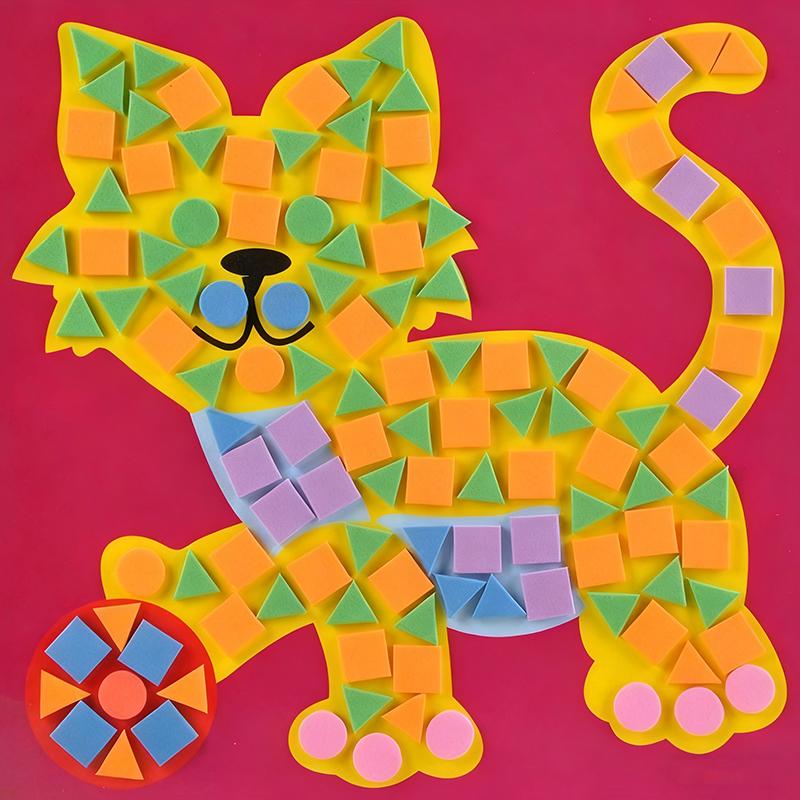 6Sheets/Pack 3D EVA Sticky Mosaics Puzzle Stickers Handmade Animal Traffic Styles DIY Art Cartoon School Rewards Stationery ZYF