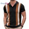 Tricouri polo Cozy Up pentru bărbați cu mânecă scurtă Cămăși vintage cu dungi Tricou polo retro