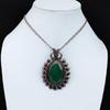 Lab-Created Emerald Gemstone Pure Copper Wire Wrapped Handmade Pendant Jewelry