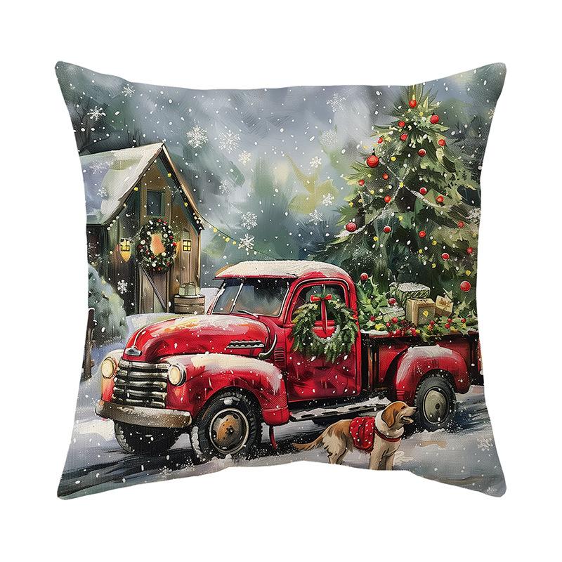 New Christmas Pillow Cover Super Soft Short Plush Printed Sofa Decorative Cushion Cover Home Cushion